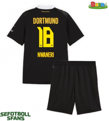Borussia Dortmund Ethan Nwaneri #18 Bortaställ Barn 2026-27 Kortärmad (+ Korta byxor)